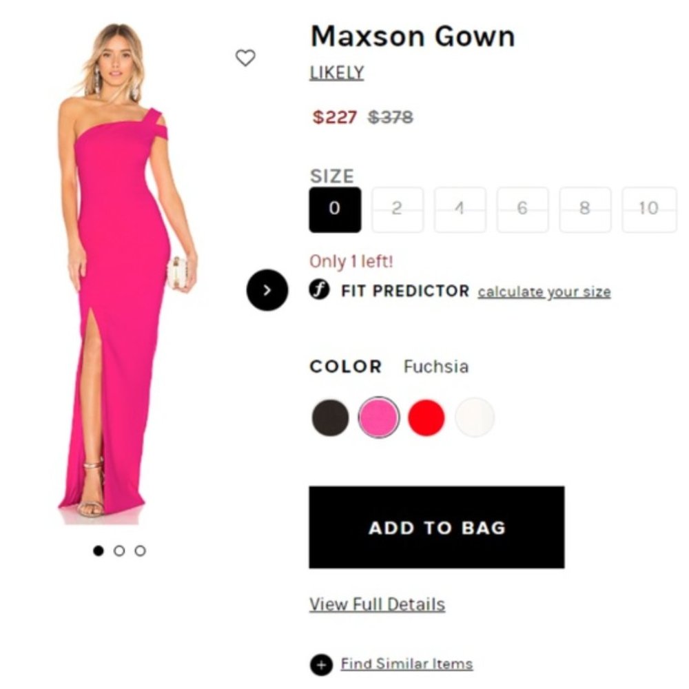 Likely One Shoulder Maxson Gown in Fuchsia